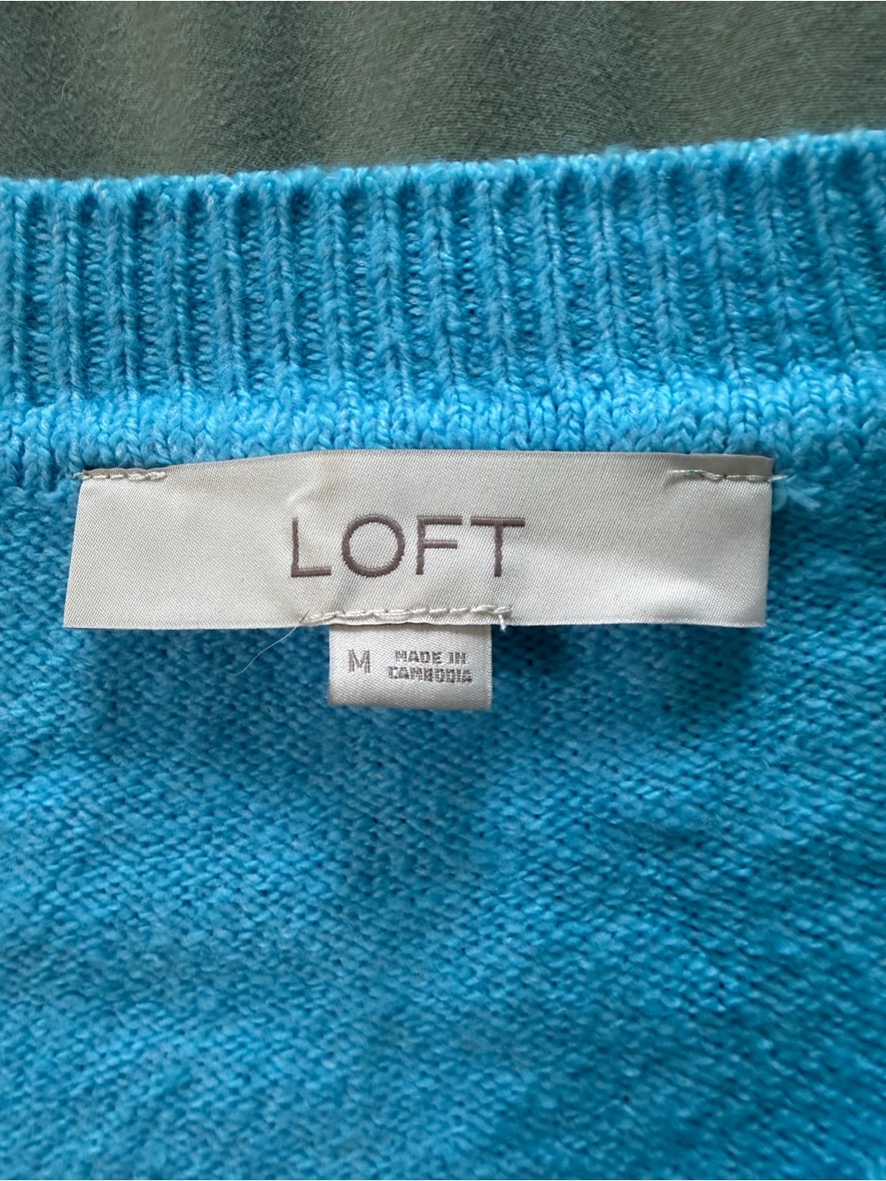 LOFT Bright Turquoise V-Neck Sweater - Picture 3 of 3